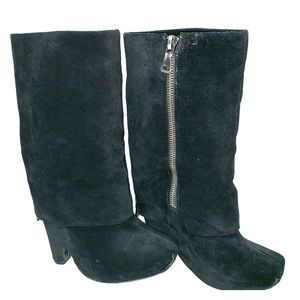Black Suede Sam Edelman Foldover Boots - 8.5